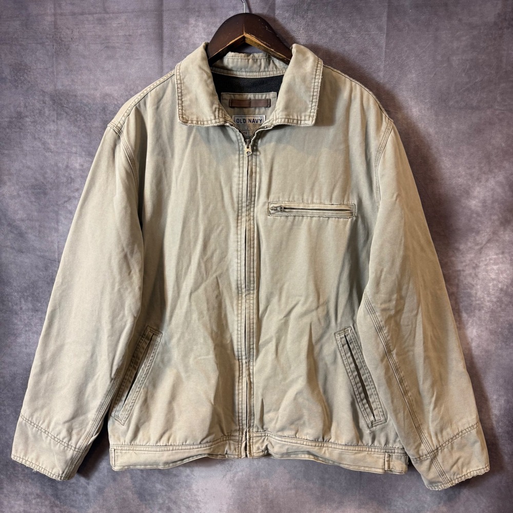 Vintage Y2K Old Navy Men Size Medium Canvas Fleece Lined Workwear Jacket